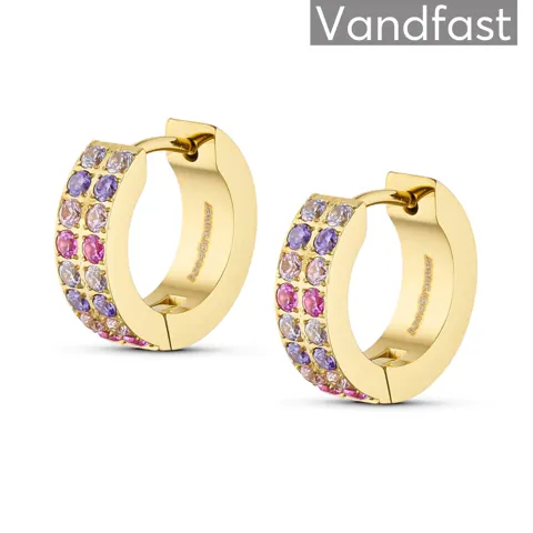 ANNEBRAUNER Creole Double Line Rose/Violet Mix Øreringe 18K Guldbelagt — produktfoto