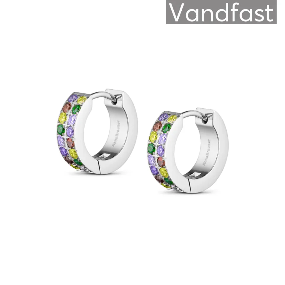 ANNEBRAUNER Creole Double Line Purple/Green Mix Øreringe — produktfoto