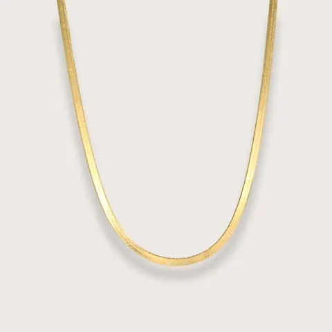Zoé flat snake chain-halskæde 3 mm - guldbelagt stål - Chant du Matin — produktfoto