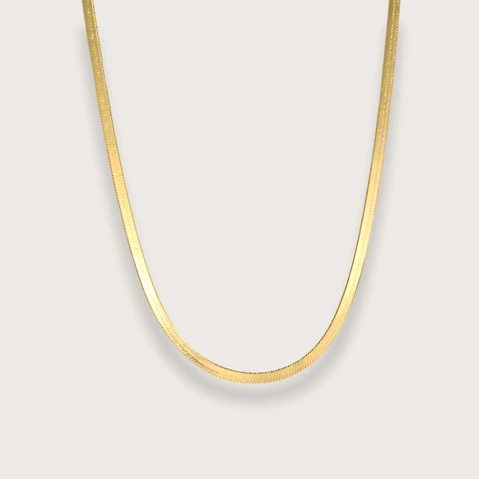 Zoé flat snake chain-halskæde 3 mm - guldbelagt stål - Chant du Matin — produktfoto
