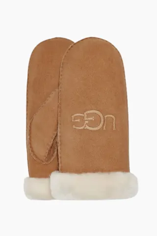 W Sheepskin Embroider Mitten - Chestnut - UGG — produktfoto