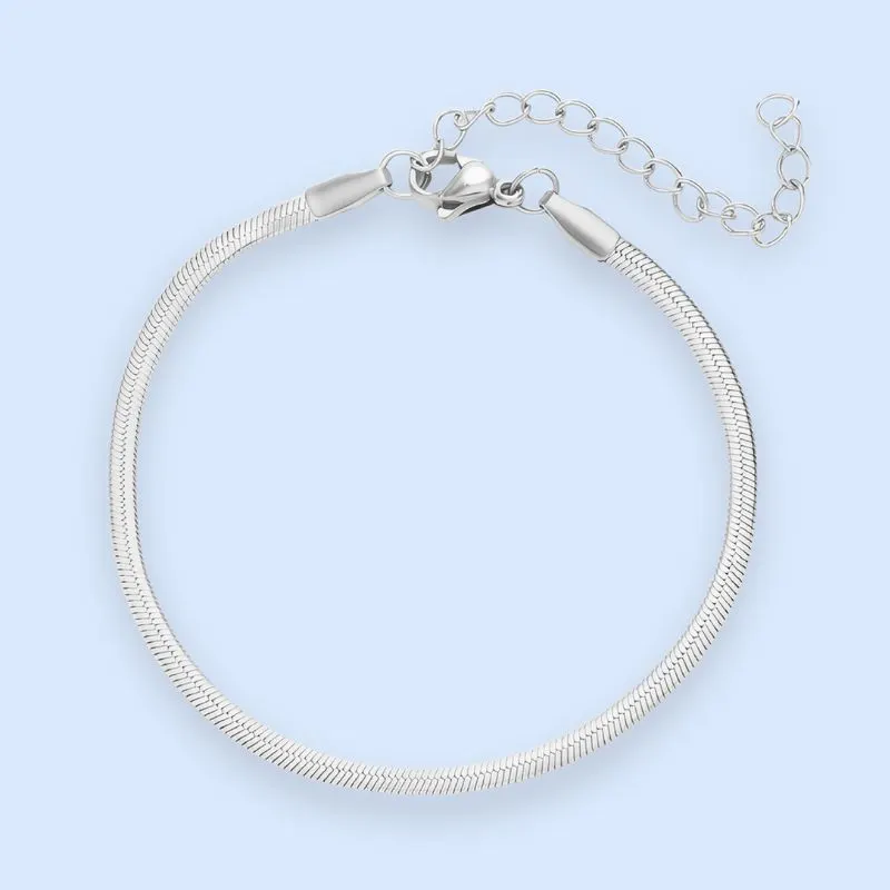 Zoé snake chain-armbånd 2 mm i sølvtonet stål - Vandfast - Chant du Matin — produktfoto
