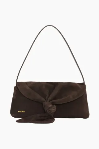 Suede Knot Scarf Bag - Chocolate Torte - Rotate — produktfoto