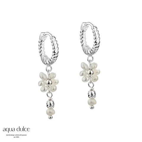 DAISY PEARL HOOPS 12 MM. | SILVER — produktfoto