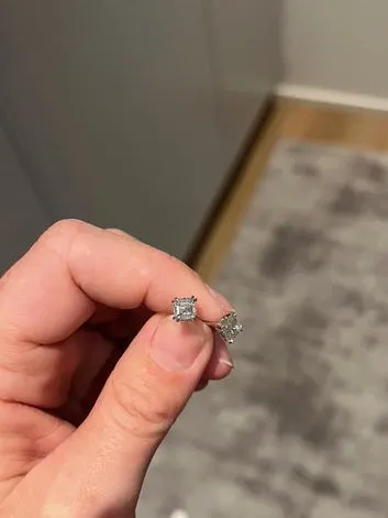 Solitaire Asscher Diamant Øreringe 14k guld — produktfoto