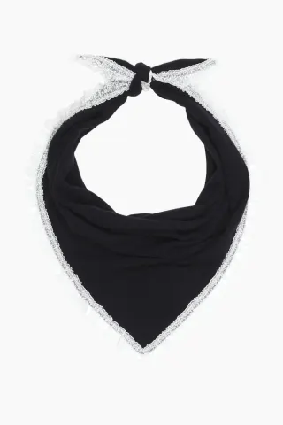 Wool Lace Triangular Scarf - Sky Captain - GANNI — produktfoto