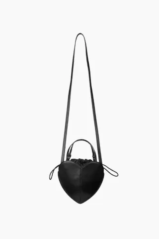 Leather Heart Bag - Black - Rotate — produktfoto