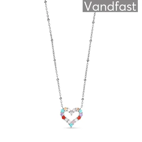 ANNEBRAUNER Big Multicolor Heart Halskæde — produktfoto