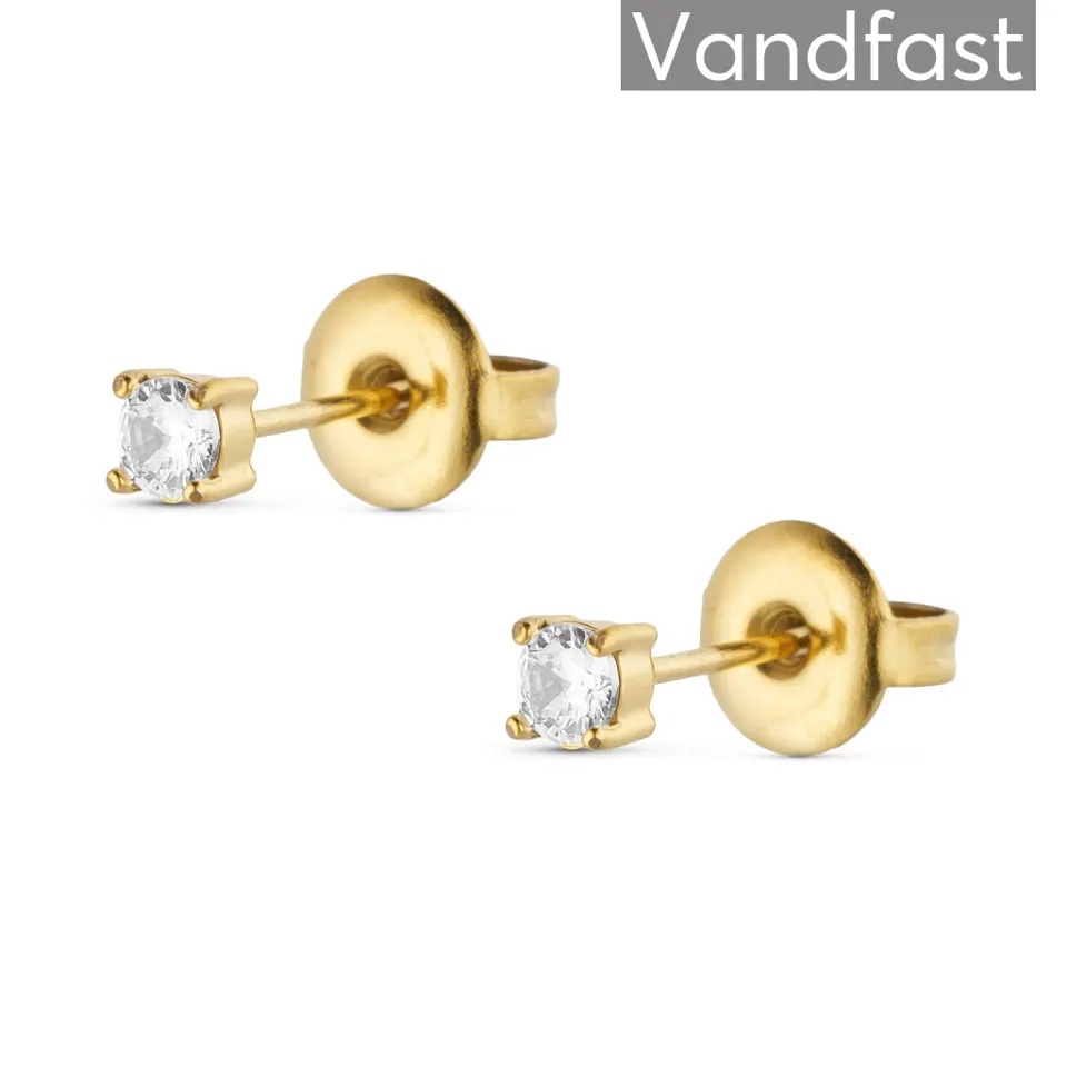 ANNEBRAUNER Princess 3 mm Clear Øreringe 18K Guldbelagt — produktfoto