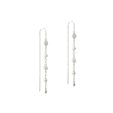 LINE EARRING PEARL | SILVER — produktfoto