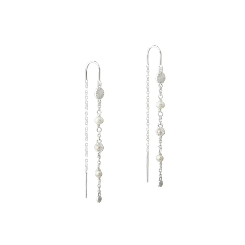 LINE EARRING PEARL | SILVER — produktfoto