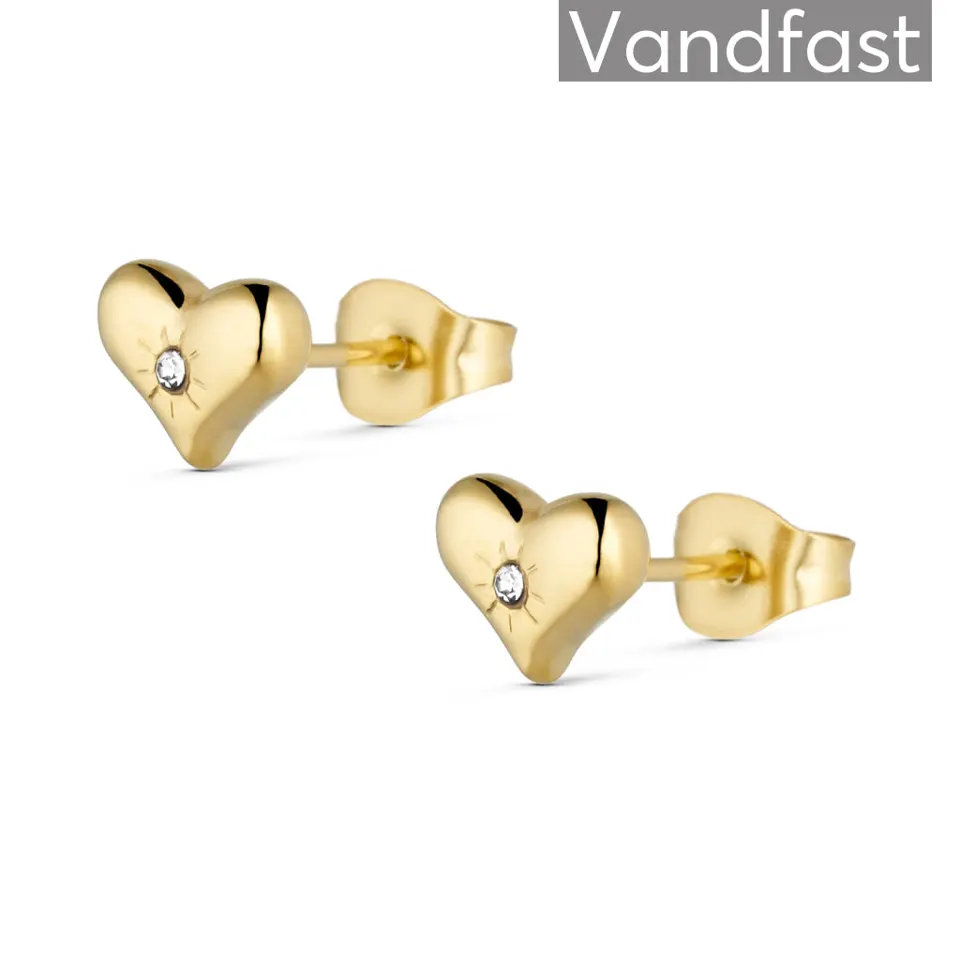 ANNEBRAUNER Palermo mini Heart Ziconia ørestikker 18K Guldbelagt — produktfoto