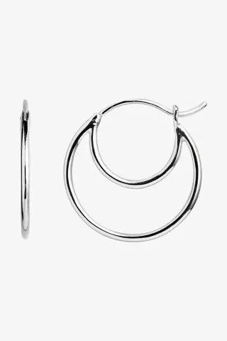 Double Creol Earring - Silver - Stine A — produktfoto