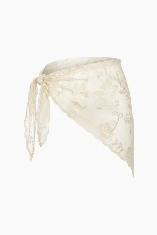 Sille Lace Scarf - Creme - byQNTS — produktfoto