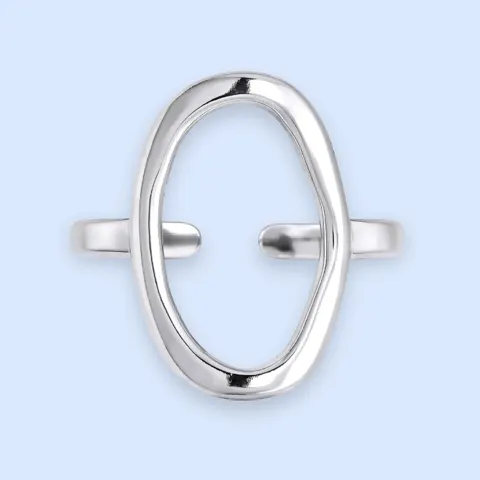 Eva oval ring i sølvtonet rustfrit stål - Sølvsmykker til kvinder — produktfoto