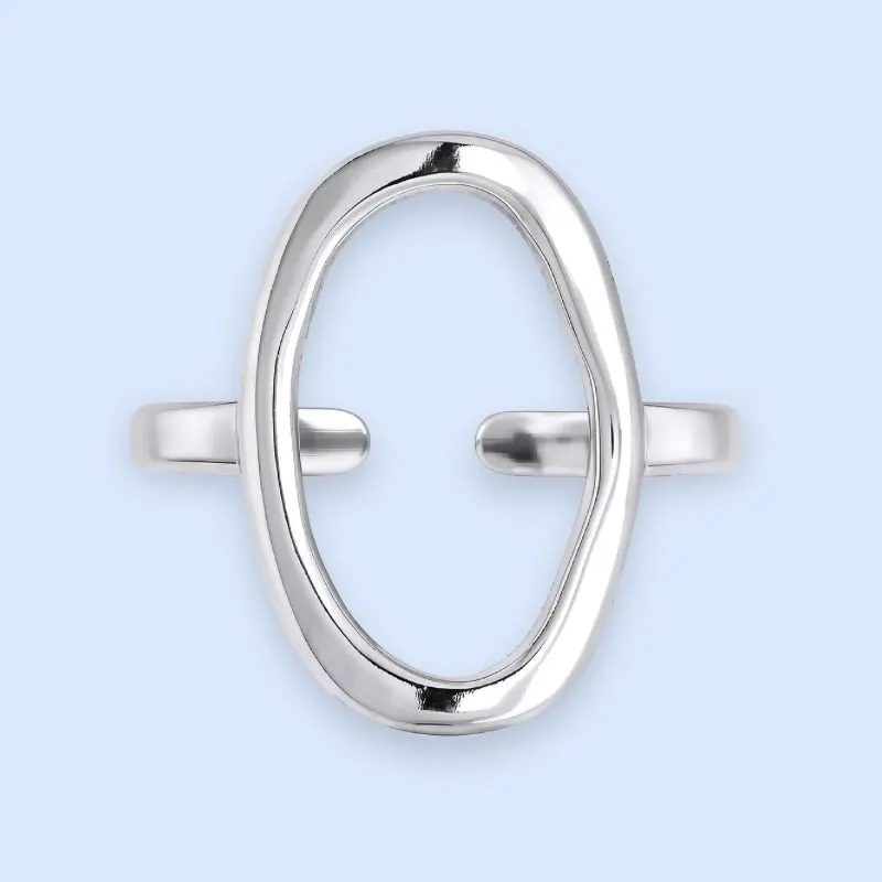 Eva oval ring i sølvtonet rustfrit stål - Sølvsmykker til kvinder — produktfoto