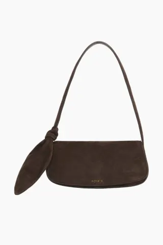 Suede Knot Strap Bag - Chocolate Torte - Rotate — produktfoto
