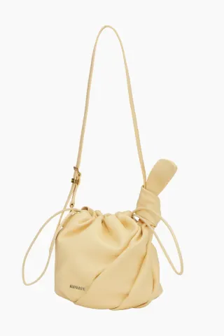 Leather Bon Bon Bag - Italian Straw - Rotate — produktfoto