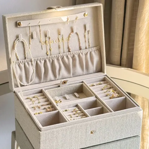 JEWELLERY BOX BIG | SAND - Tarif kode 4202 92 98 90 — produktfoto