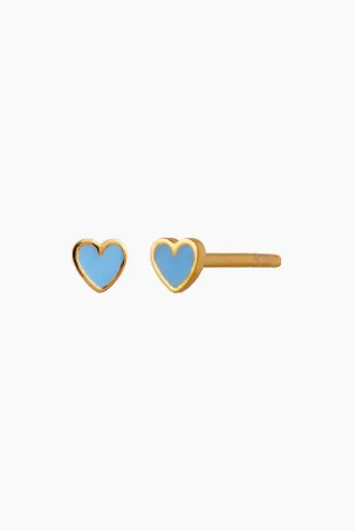 Petit Love Heart Light Blue Enamel - Gold - Stine A — produktfoto