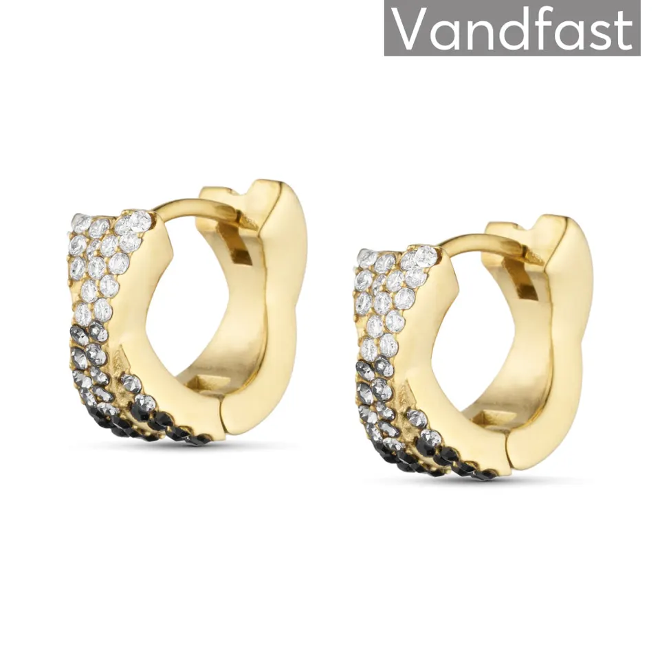 ANNEBRAUNER Alma Zirconia Black/White Mix Small Øreringe 18K Guldbelagt — produktfoto