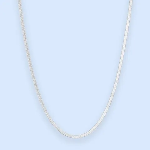 Zoé flat snake chain-halskæde 2 mm - sølvfarvet stål - Chant du Matin — produktfoto
