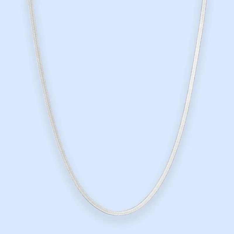 Zoé flat snake chain-halskæde 2 mm - sølvfarvet stål - Chant du Matin — produktfoto