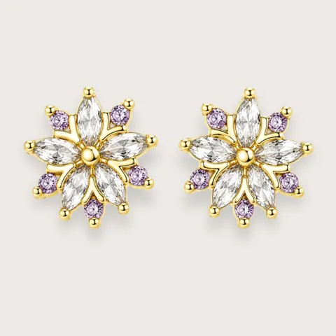 Lennore forgyldte blomster-ørestikkere med zirkoner  Legacy Collection — produktfoto