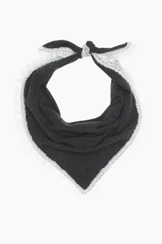 Wool Lace Triangular Scarf - Phantom - GANNI — produktfoto