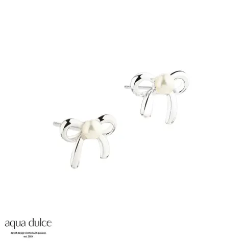 SIMPLE BOW PEARL | SILVER — produktfoto