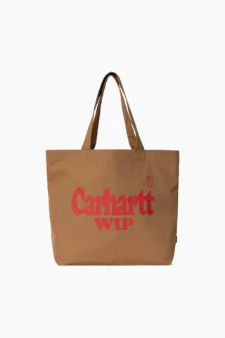 Canvas Graphic Tote Large - Spree Print, Hamilton Brown/Red - Carhartt WIP — produktfoto