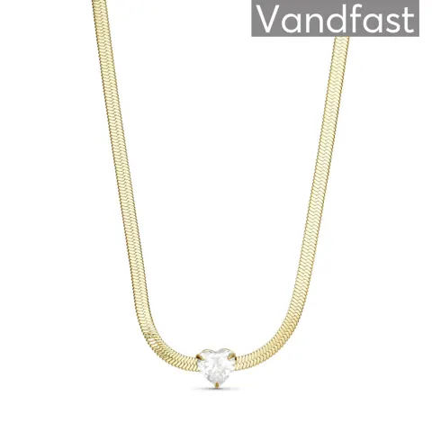 ANNEBRAUNER Snake Heart Zirconia Halskæde 18K Guldbelagt — produktfoto