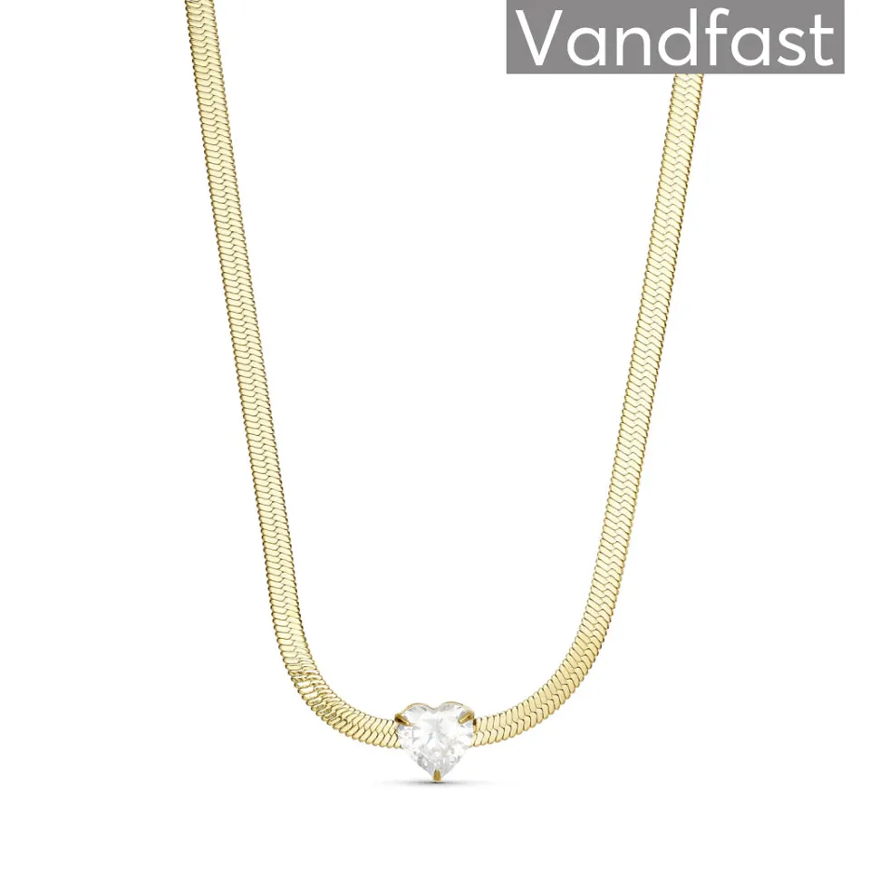 ANNEBRAUNER Snake Heart Zirconia Halskæde 18K Guldbelagt — produktfoto