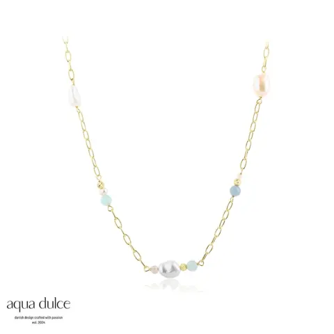 *SKY BLUE PEARL NECKLACE | GOLDEN — produktfoto