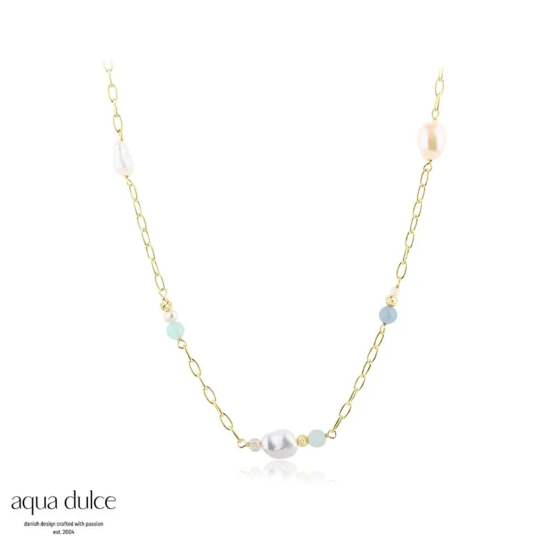 *SKY BLUE PEARL NECKLACE | GOLDEN — produktfoto