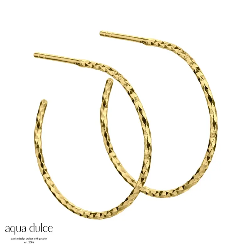 DIAMOND CUT HOOP 25 MM. | GOLDEN — produktfoto