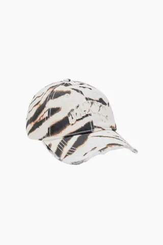 Printed Zebra Washed Cotton Canvas Cap B3020236 - Egret - GANNI — produktfoto