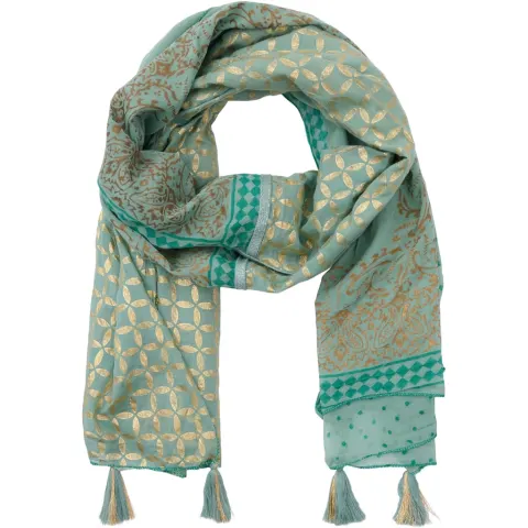 Marta du Chateau dame tørklæde MdcCyrille 0017 - Green/Gold — produktfoto