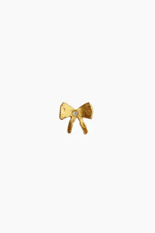 Petit Bow Earring With Stone - Gold - Stine A — produktfoto