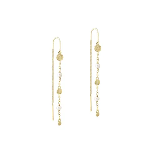 LINE EARRING PEARL | GOLDEN — produktfoto