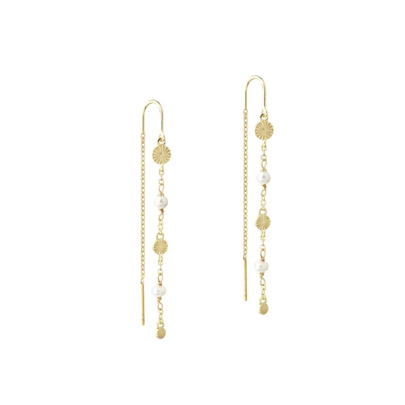 LINE EARRING PEARL | GOLDEN — produktfoto
