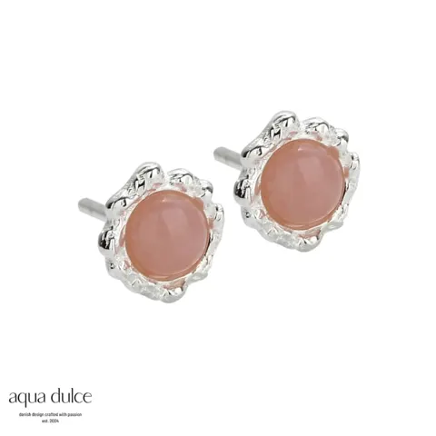 OPAL STUD, Ørestikker i sterling sølv med 6 mm. pink opal. — produktfoto