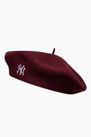 Female Wool Script Beret - Bordeaux - New Era — produktfoto