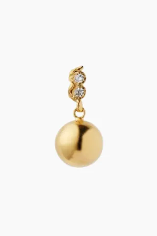 Twin Flow & Disco Ball Earring - Gold - Stine A — produktfoto