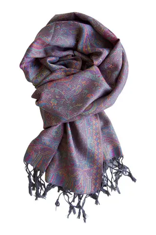 Pashmina tørklæde i silke blend - grå — produktfoto