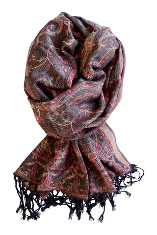Sort pashmina tørklæde i brændte farver — produktfoto
