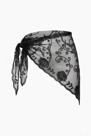 Sille Lace Scarf - Black - byQNTS — produktfoto