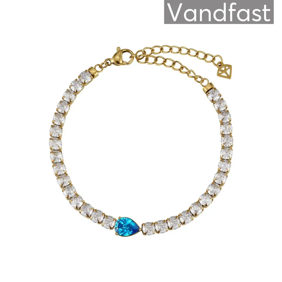 ANNEBRAUNER Tennis Paris blue Topaz Armbånd 18K Guldbelagt — produktfoto