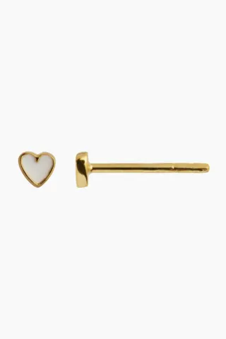 Petit Love Heart White Enamel - Gold - Stine A — produktfoto