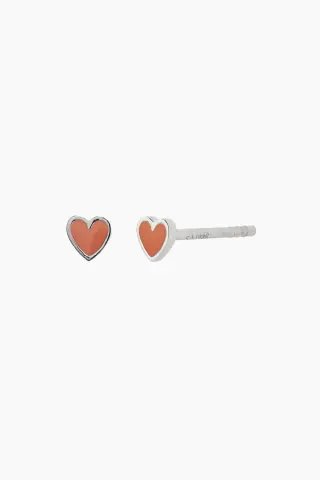 Petit Love Heart Coral Enamel - Silver - Stine A — produktfoto